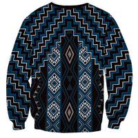 New Zealand Aotearoa Sweatshirt Blue Poutama With Taniko Pattern LT05
