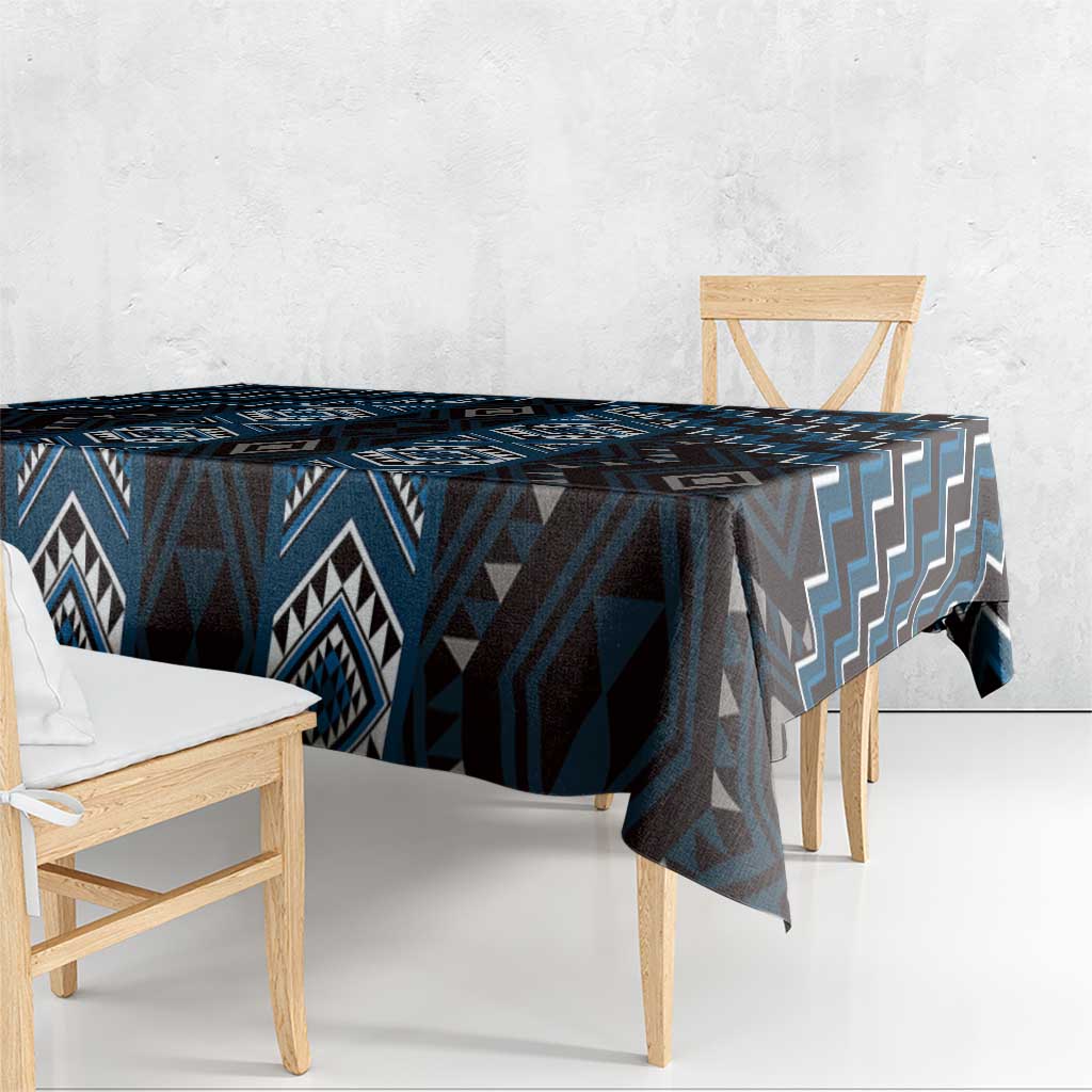 New Zealand Aotearoa Tablecloth Blue Poutama With Taniko Pattern LT05