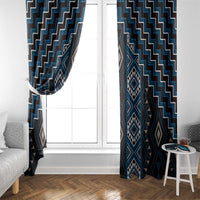 New Zealand Aotearoa Window Curtain Blue Poutama With Taniko Pattern LT05