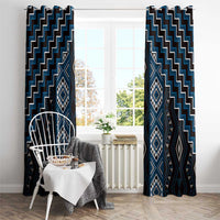 New Zealand Aotearoa Window Curtain Blue Poutama With Taniko Pattern LT05