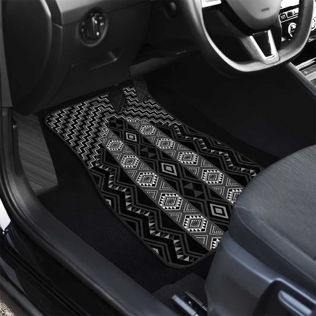 New Zealand Aotearoa Car Mats Black Poutama With Taniko Pattern LT05