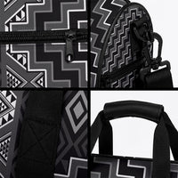 New Zealand Aotearoa Duffle Bag Black Poutama With Taniko Pattern