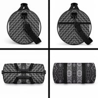 New Zealand Aotearoa Duffle Bag Black Poutama With Taniko Pattern
