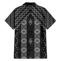 New Zealand Aotearoa Family Matching Long Sleeve Bodycon Dress and Hawaiian Shirt Black Poutama With Taniko Pattern LT05 - Polynesian Pride
