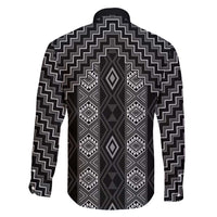New Zealand Aotearoa Family Matching Long Sleeve Bodycon Dress and Hawaiian Shirt Black Poutama With Taniko Pattern LT05 - Polynesian Pride