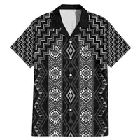 New Zealand Aotearoa Family Matching Mermaid Dress and Hawaiian Shirt Black Poutama With Taniko Pattern LT05 Dad's Shirt - Short Sleeve Black - Polynesian Pride