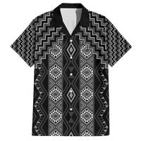 New Zealand Aotearoa Family Matching Tank Maxi Dress and Hawaiian Shirt Black Poutama With Taniko Pattern LT05 Dad's Shirt - Short Sleeve Black - Polynesian Pride