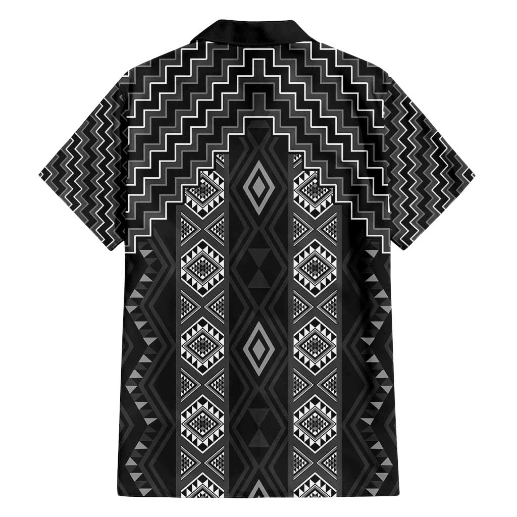 New Zealand Aotearoa Family Matching Tank Maxi Dress and Hawaiian Shirt Black Poutama With Taniko Pattern LT05 - Polynesian Pride