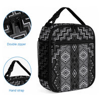 New Zealand Aotearoa Lunch Bag Black Poutama With Taniko Pattern