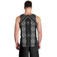 New Zealand Aotearoa Men Tank Top Black Poutama With Taniko Pattern LT05
