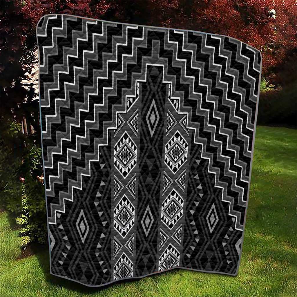 New Zealand Aotearoa Quilt Black Poutama With Taniko Pattern LT05 - Polynesian Pride