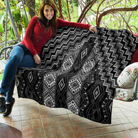 New Zealand Aotearoa Quilt Black Poutama With Taniko Pattern LT05 - Polynesian Pride