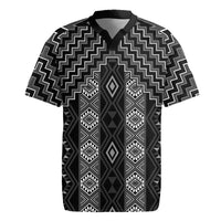 New Zealand Aotearoa Rugby Jersey Black Poutama With Taniko Pattern LT05 Black - Polynesian Pride