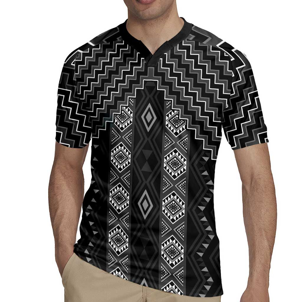 New Zealand Aotearoa Rugby Jersey Black Poutama With Taniko Pattern LT05 - Polynesian Pride