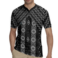 New Zealand Aotearoa Rugby Jersey Black Poutama With Taniko Pattern LT05 - Polynesian Pride
