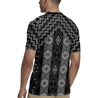 New Zealand Aotearoa Rugby Jersey Black Poutama With Taniko Pattern LT05 - Polynesian Pride