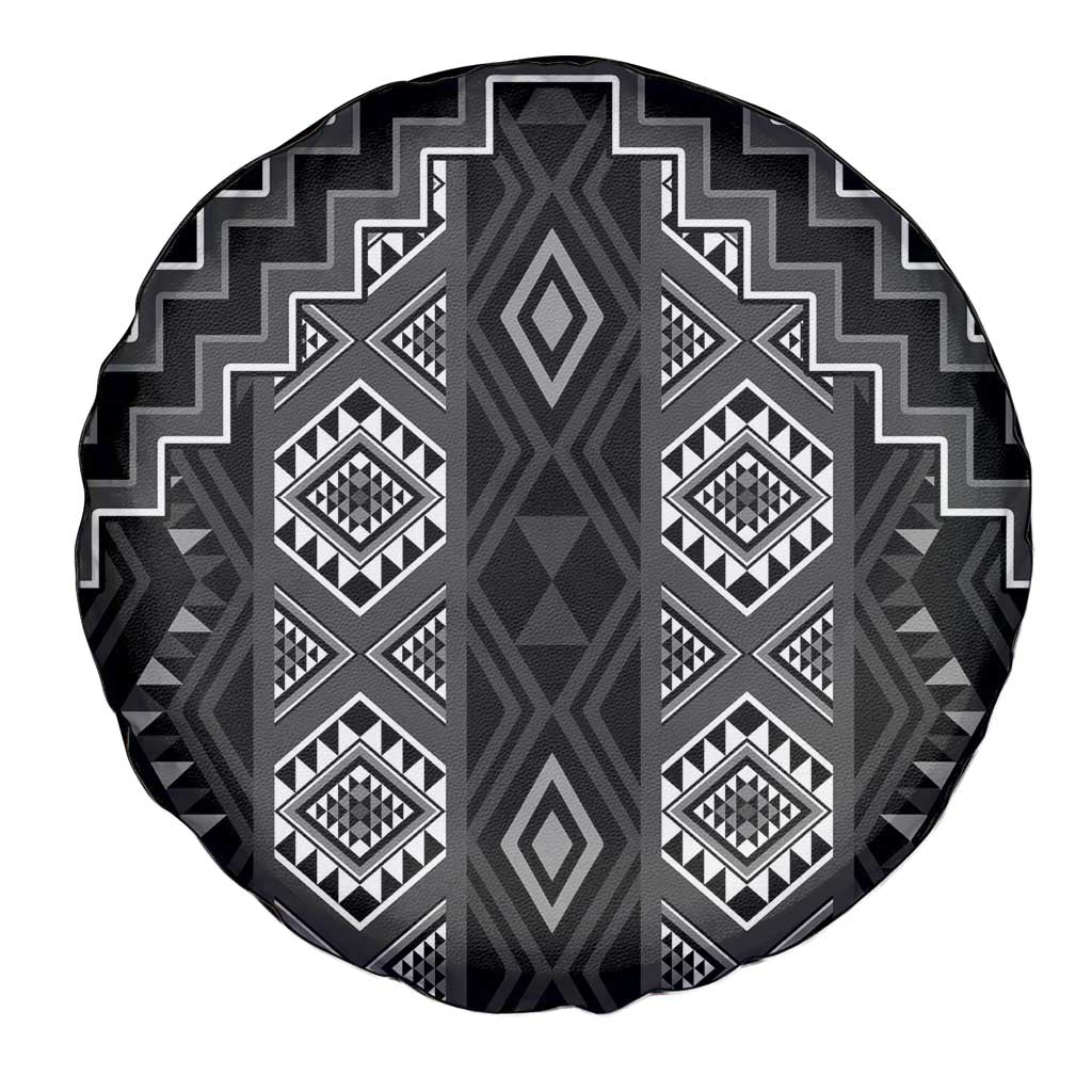 New Zealand Aotearoa Spare Tire Cover Black Poutama With Taniko Pattern LT05