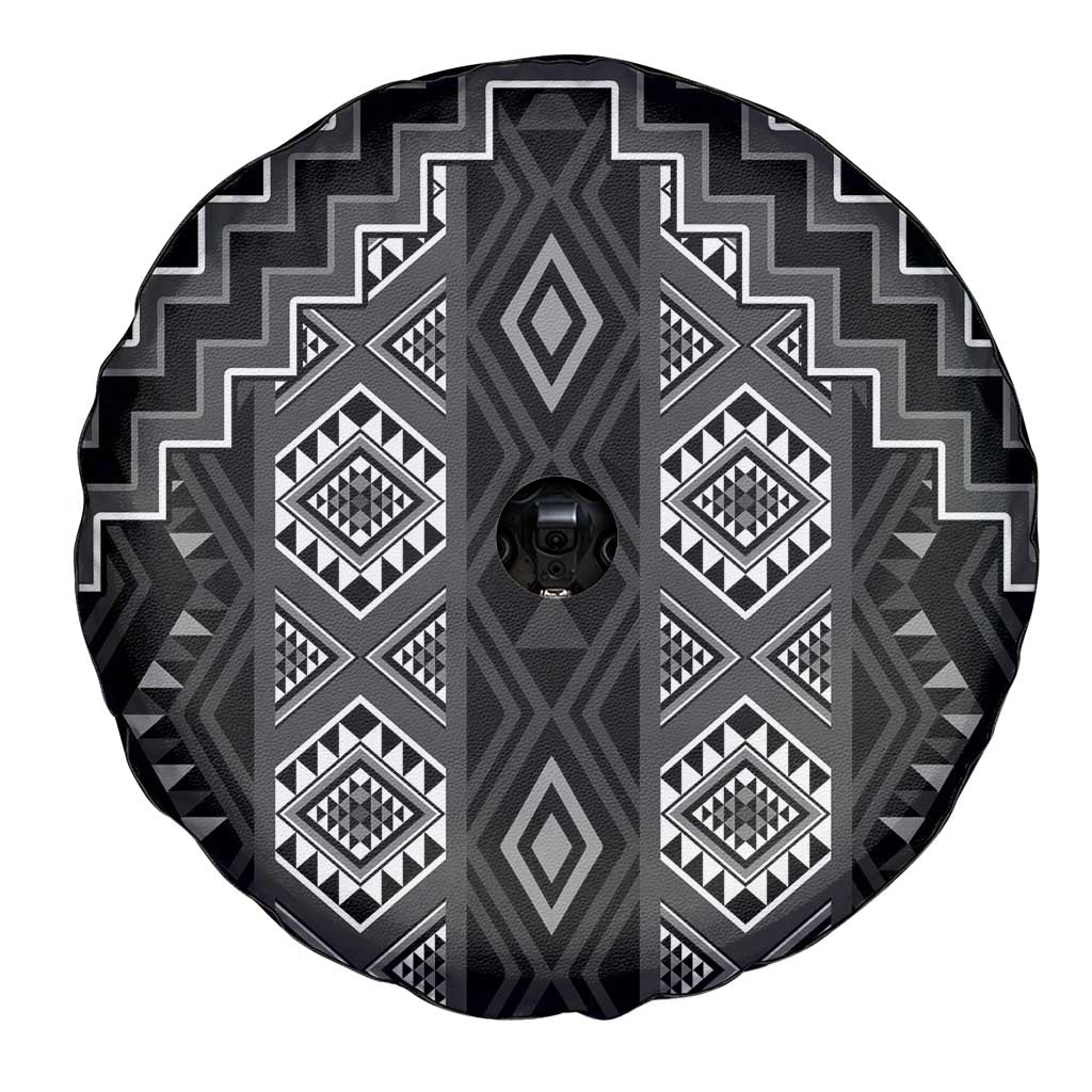 New Zealand Aotearoa Spare Tire Cover Black Poutama With Taniko Pattern LT05