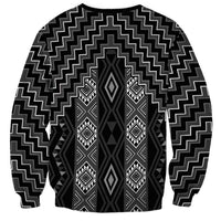 New Zealand Aotearoa Sweatshirt Black Poutama With Taniko Pattern LT05