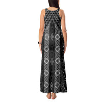 New Zealand Aotearoa Tank Maxi Dress Black Poutama With Taniko Pattern LT05