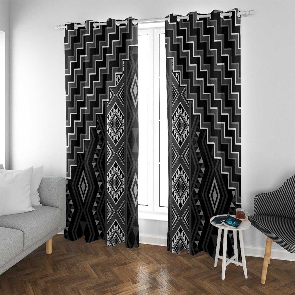 New Zealand Aotearoa Window Curtain Black Poutama With Taniko Pattern LT05