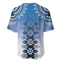 New Zealand Baseball Jersey Poutama Mix Blue Taniko Inspired Art LT05 - Polynesian Pride