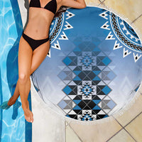 New Zealand Beach Blanket Poutama Mix Blue Taniko Inspired Art LT05