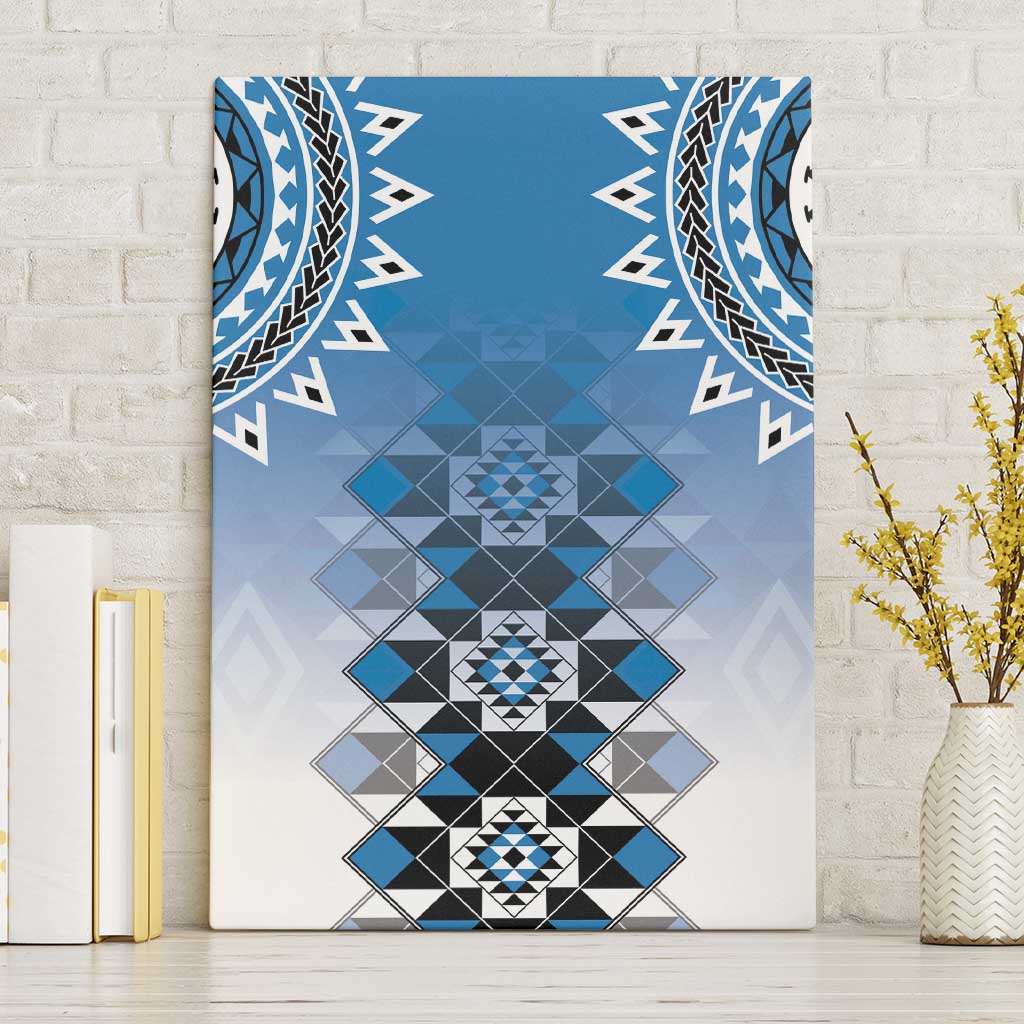 New Zealand Canvas Wall Art Poutama Mix Blue Taniko Inspired Art LT05