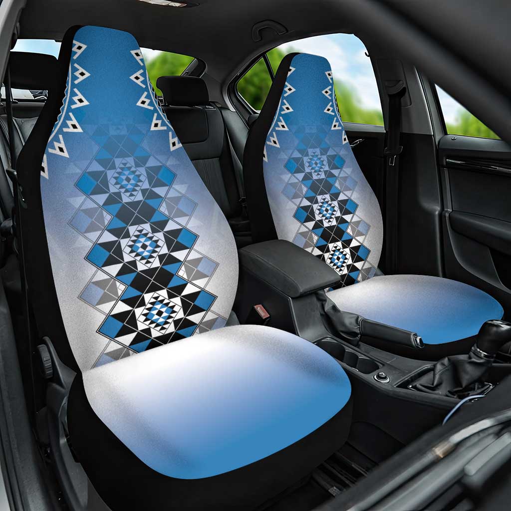 New Zealand Car Seat Cover Poutama Mix Blue Taniko Inspired Art LT05