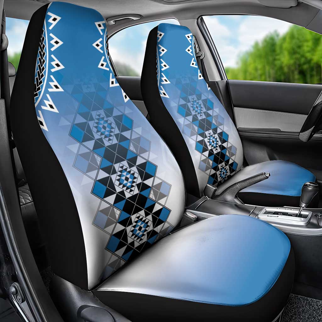 New Zealand Car Seat Cover Poutama Mix Blue Taniko Inspired Art LT05