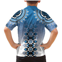 New Zealand Family Matching Mermaid Dress and Hawaiian Shirt Poutama Mix Blue Taniko Inspired Art LT05 - Polynesian Pride