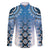 New Zealand Family Matching Off The Shoulder Long Sleeve Dress and Hawaiian Shirt Poutama Mix Blue Taniko Inspired Art LT05