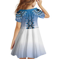 New Zealand Family Matching Off Shoulder Maxi Dress and Hawaiian Shirt Poutama Mix Blue Taniko Inspired Art LT05 - Polynesian Pride