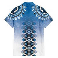 New Zealand Family Matching Off Shoulder Maxi Dress and Hawaiian Shirt Poutama Mix Blue Taniko Inspired Art LT05 - Polynesian Pride
