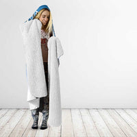 New Zealand Hooded Blanket Poutama Mix Blue Taniko Inspired Art LT05