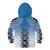New Zealand Kid Hoodie Poutama Mix Blue Taniko Inspired Art LT05