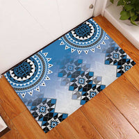 New Zealand Rubber Doormat Poutama Mix Blue Taniko Inspired Art LT05 - Polynesian Pride