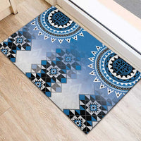 New Zealand Rubber Doormat Poutama Mix Blue Taniko Inspired Art LT05 - Polynesian Pride