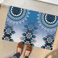 New Zealand Rubber Doormat Poutama Mix Blue Taniko Inspired Art LT05 - Polynesian Pride