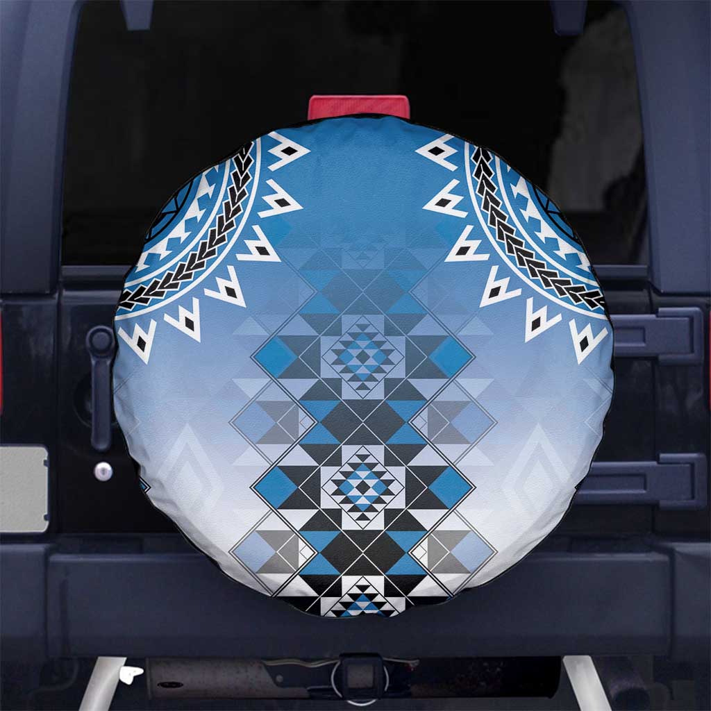 New Zealand Spare Tire Cover Poutama Mix Blue Taniko Inspired Art LT05
