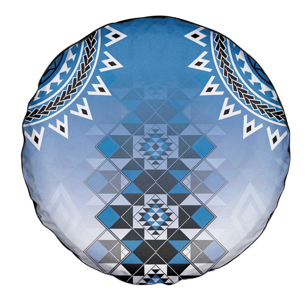 New Zealand Spare Tire Cover Poutama Mix Blue Taniko Inspired Art LT05
