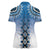 New Zealand Women Polo Shirt Poutama Mix Blue Taniko Inspired Art LT05