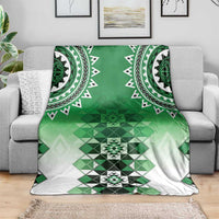 New Zealand Blanket Poutama Mix Green Taniko Inspired Art LT05