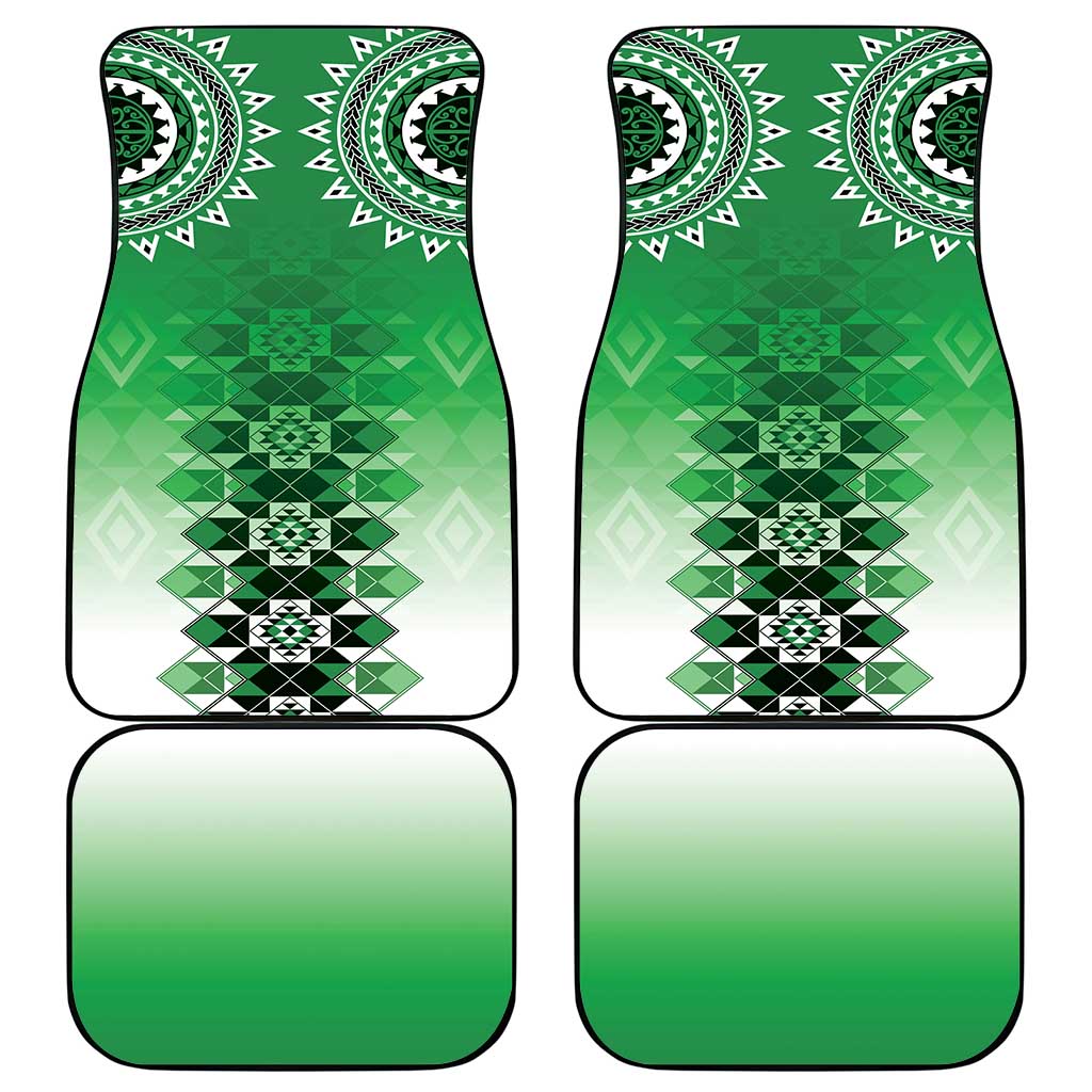 New Zealand Car Mats Poutama Mix Green Taniko Inspired Art LT05