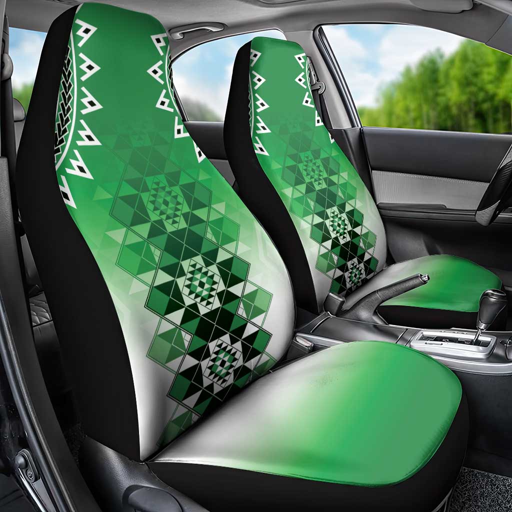 New Zealand Car Seat Cover Poutama Mix Green Taniko Inspired Art LT05