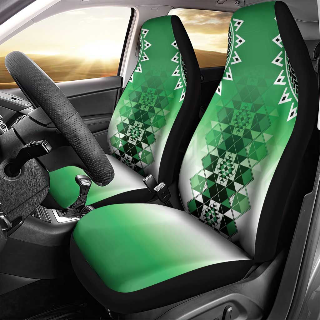 New Zealand Car Seat Cover Poutama Mix Green Taniko Inspired Art LT05