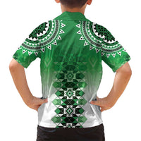 New Zealand Family Matching Tank Maxi Dress and Hawaiian Shirt Poutama Mix Green Taniko Inspired Art LT05 - Polynesian Pride