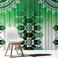 New Zealand Window Curtain Poutama Mix Green Taniko Inspired Art LT05