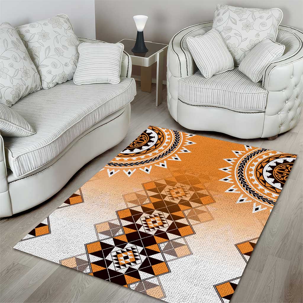 New Zealand Area Rug Poutama Mix Orange Taniko Inspired Art LT05