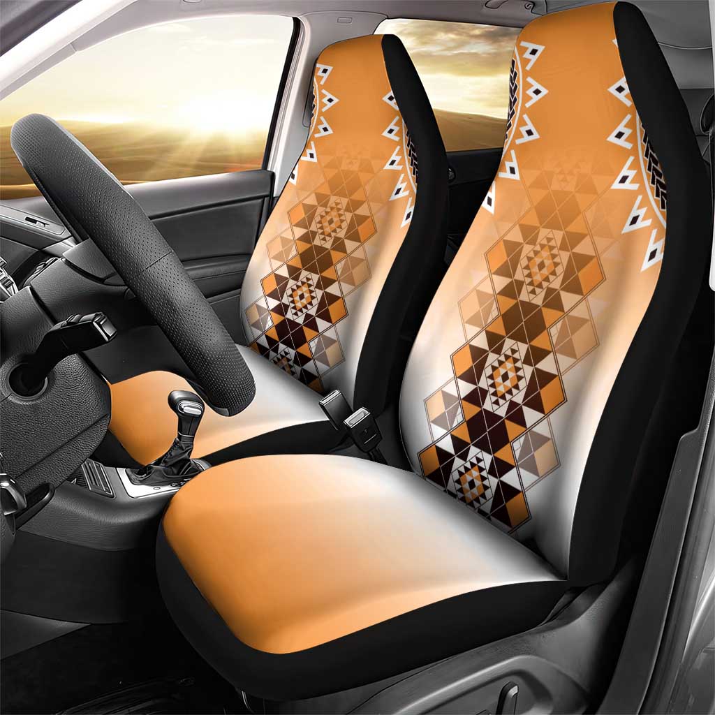 New Zealand Car Seat Cover Poutama Mix Orange Taniko Inspired Art LT05